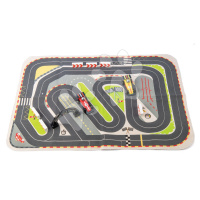 Dřevěná závodní auta Formula One Racing Playmat Tender Leaf Toys na plátěné dráze a s doplňky