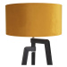 Stojací lampa stativ černá se žlutým odstínem a zlatem 50 cm - Puros