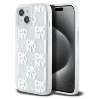 DKNY Liquid Glitter Checkered Pattern kryt iPhone 15 čirý