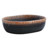 SHUMEE Umyvadlo oválné keramické na desku 47 × 33 × 13 cm černé a oranžové