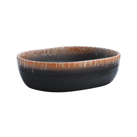 SHUMEE Umyvadlo oválné keramické na desku 47 × 33 × 13 cm černé a oranžové