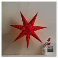 Markslöjd Hvězda Clara na zavěšení, sametový vzhled Ø 75 cm, červená barva