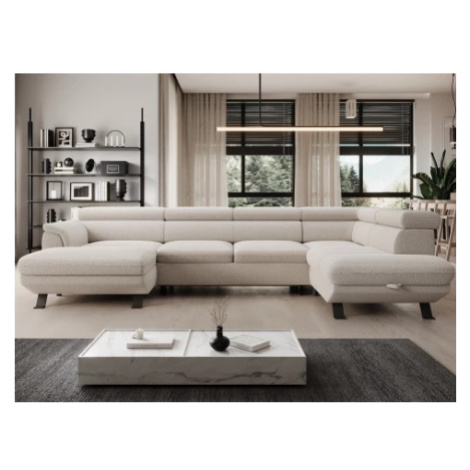 Sedací souprava Raven XL, krémová látka, tvar pravé U Asko