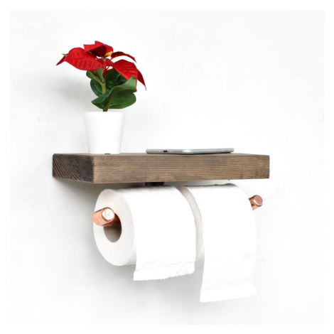 Držák toaletního papíru s policí BORU 12x30 cm smrk/měděná Donoci