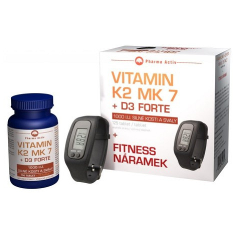Vitamín K2 MK 7 + D3 Forte 125 tablet + Fitness náramek Pharma Activ