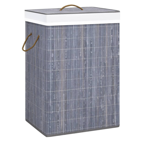 vidaXL Bambusový koš na prádlo s jednou přihrádkou šedý