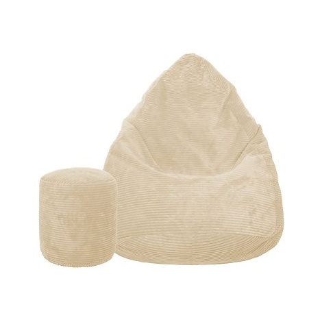 TopKing Sedací vak + podnožník XL manšestr Lincoln, béžový, 125 cm