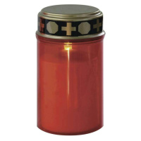 EMOS LED hřbitovní svíčka červená, 2x C, venkovní i vnitřní, teplá bílá, časovač DCCV19
