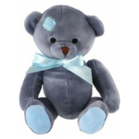 Medvěd sedící s mašlí plyš 20cm modrý