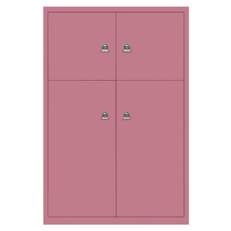 BISLEY LateralFile™ Lodge, se 4 uzamykatelnými boxy, výška 2 x 375 mm, 2 x 755 mm, růžová