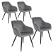 tectake 404027 4 židle marilyn v sametovém vzhledu černá - šedo - černá - šedo - černá