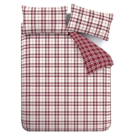 Vínové povlečení na jednolůžko 135x200 cm Kelso Check – Catherine Lansfield