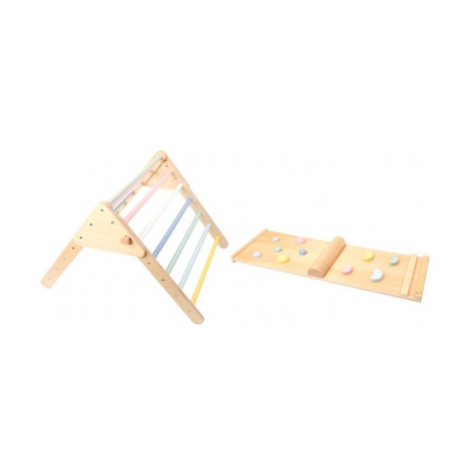 Dřevěná hrací sestava - Piklerové trojúhelník + montessori prkno - pastelové barvy Elisdesign
