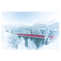 Ilustrace Bernina Express train in white winter, Roberto Moiola / Sysaworld, 40 × 26.7 cm