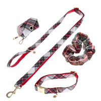 Nomad Tales Tartan: Obojek, vodítko, zásobník na sáčky, gumička - Velikost obojku S + vodítko + 