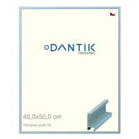 DANTIK rámeček 40 × 50, ALU profil 6035 Dýha barevný modrý pastel sklo čiré