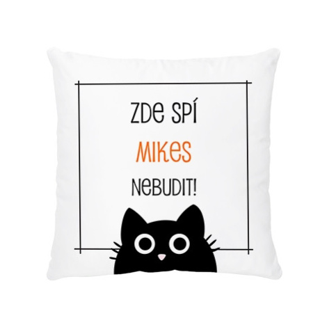 Polštářek, bavlna, Nebudit - černá kočka , 38x38 cm