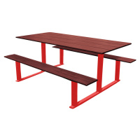 PROCITY Sestava stolu a laviček RIGA, délka 1500 mm, červená / mahagon