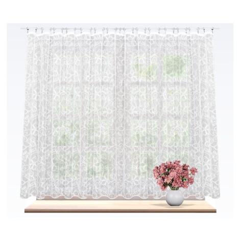 Záclona žakárová, Rozkvetlá louka metráž, bílá 250 cm FORBYT