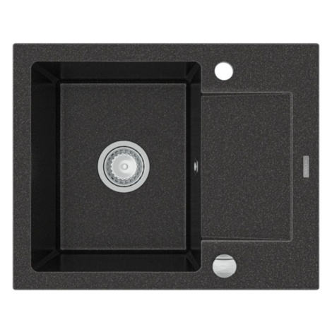 MEXEN Enzo granitový dřez 1-mísa dřez s vypouštěním krátký Board 576x465 mm, černá skvrnité 6506
