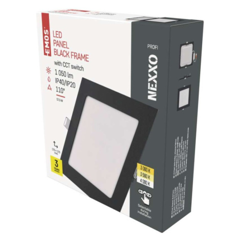 LED podhledové svítidlo NEXXO černé, 17 x 17 cm, 12,5 W, teplá/neutrální bílá EMOS