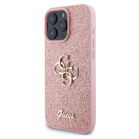 Zadní kryt Guess PU Fixed Glitter 4G Metal Logo pro Apple iPhone 16 Pro, růžová