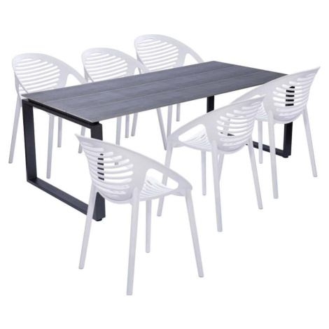 Zahradní jídelní set pro 6 osob s bílou židlí Joanna a stolem Strong, 210 x 100 cm Bonami