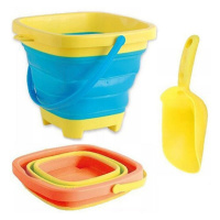Skládací silikonový kbelík s lopatkou - oranžová