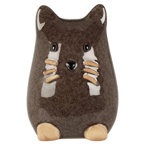 H&L Dekorativní figurka kočka Misu – porcelán, 13 cm, šedá