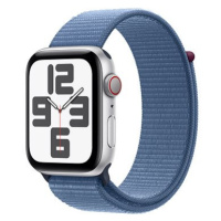 Apple Watch SE Cellular 44mm Stříbrný hliník s ledově modrým provlékacím sportovním řemínkem