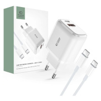 Nabíječka TECH-PROTECT C20W 2-PORT NETWORK CHARGER PD20W/QC3.0 + TYPE-C CABLE WHITE (94907139303