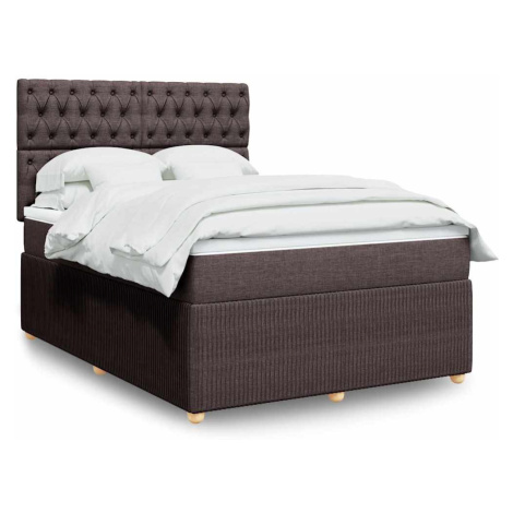 vidaXL Box spring postel s matrací tmavě hnědá 160x200 cm textil