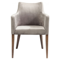 KARE Design Šedá čalouněná židle s područkami Mode Velvet