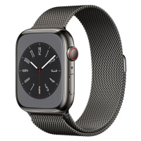 Apple Watch Series 8 Cellular, 41mm Graphite Stainless Steel Case with Graphite Milanese Loop MN