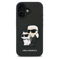 Zadní kryt Karl Lagerfeld PU Saffiano Karl and Choupette pro Apple iPhone 16 Plus, černá