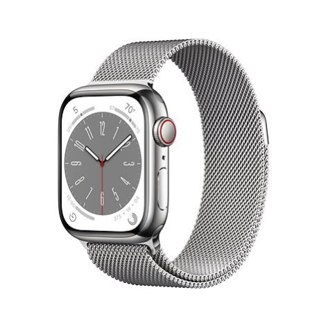 Apple Watch Series 8 41mm Cellular Stříbrný nerez se stříbrným milánským tahem