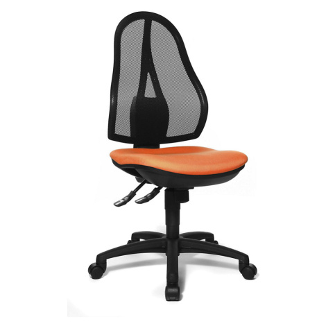 Topstar Kancelářská otočná židle OPEN POINT SY, bez područek, černé síťové opěradlo, potah oranž