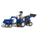 Falk Šlapací traktor 3090W New Holland T8 s nakladačem, rypadlem a maxi vlečkou