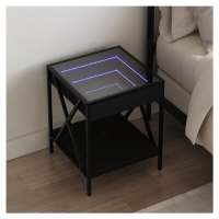 vidaXL Noční stolek s Infinity LED černý 40 x 40 x 49 cm