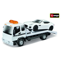 Bburago 1:43 STR FIRE Flatbed Tow Truck, w/Jaguar F-Type R Dynamic (V6)