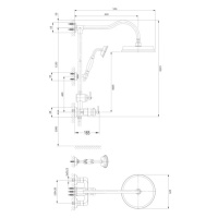 OMNIRES ARMANCE sprchový sloup měď retro /ORB/ AM5244ORB