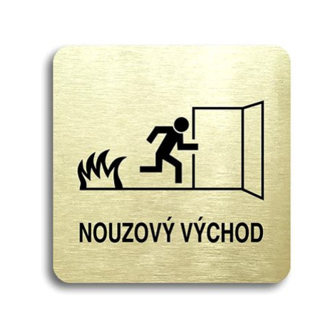 Accept Piktogram "nouzový východ III" (80 × 80 mm) (zlatá tabulka - černý tisk bez rámečku)