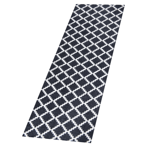 Hanse Home, Protiskluzový běhoun Home Black White 103156, 50x150, černá, chodba / předsíň