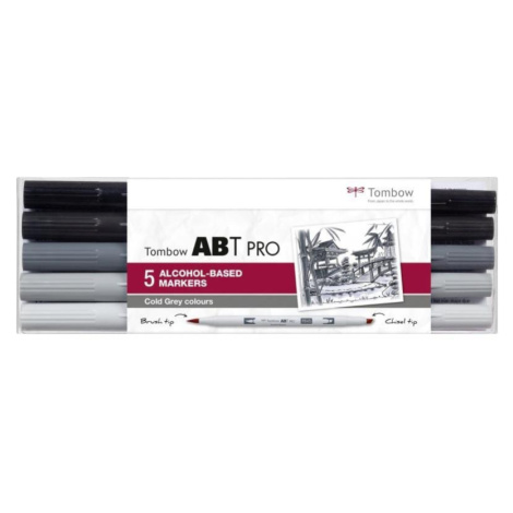 Tombow Oboustranný lihový fix ABT PRO - Cold Gray colors 5 ks