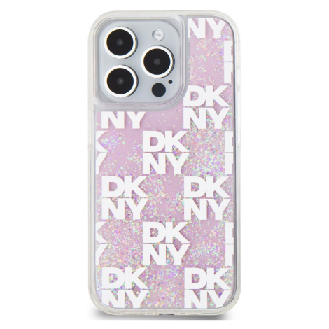 Zadní kryt DKNY Liquid Glitter Checkered Pattern pro Apple iPhone 15 Pro, růžová