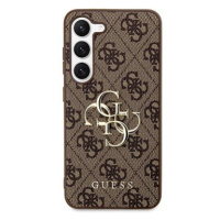 Guess PU 4G Metal Logo Zadní Kryt pro Samsung Galaxy S23 Brown