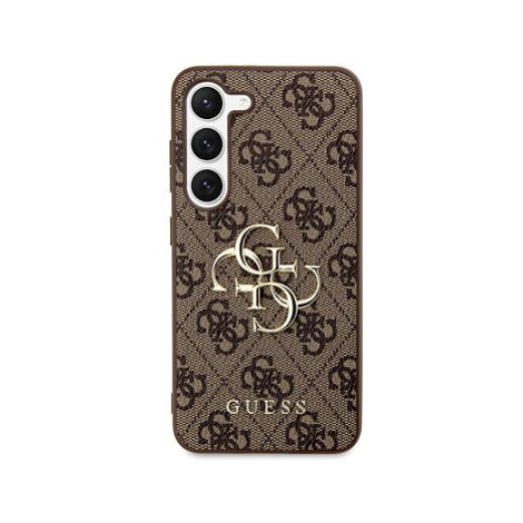 Guess PU 4G Metal Logo Zadní Kryt pro Samsung Galaxy S23 Brown