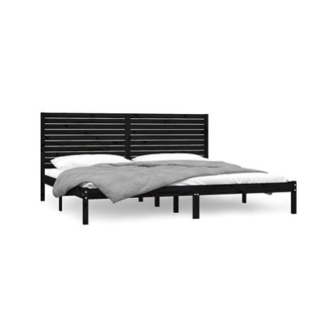 Rám postele černý masivní dřevo 180 × 200 cm Super King, 3104627 SHUMEE