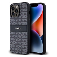 DKNY PU Leather Repeat Pattern Tonal Stripe Zadní Kryt pro iPhone 14 Pro Black