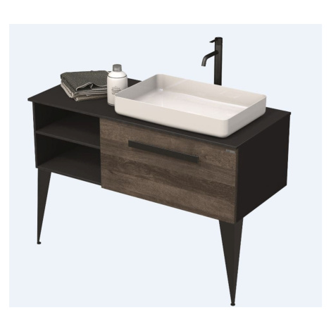 Koupelnová skříňka pod umyvadlo Naturel Luxe 110x36x50 cm černá břidlice/dřevo lesk LUXE110PCDLB